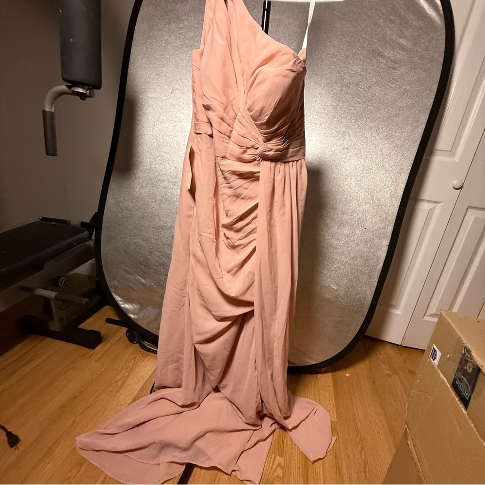 Blush One-Shoulder Maxi Dress SIZE 16 - Picture 3 of 6